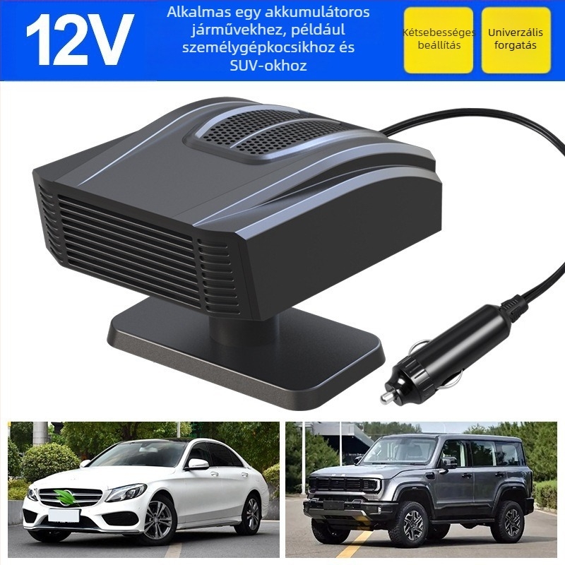 Kompakt autóhő 12V-24V – fűtés, jégmentesítés és páramentesítés – gyors felmelegedés télen