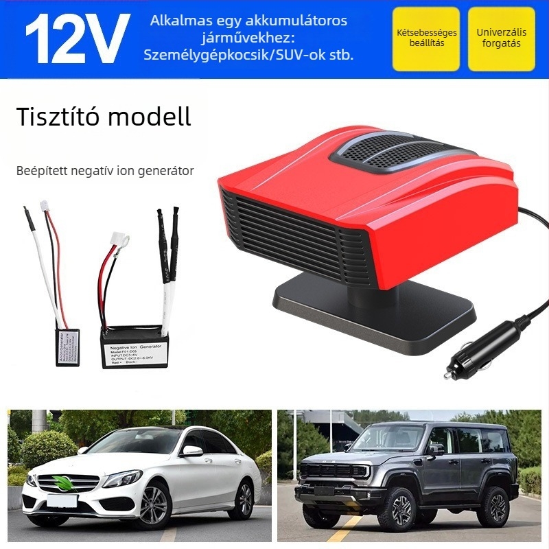 Kompakt autóhő 12V-24V – fűtés, jégmentesítés és páramentesítés – gyors felmelegedés télen