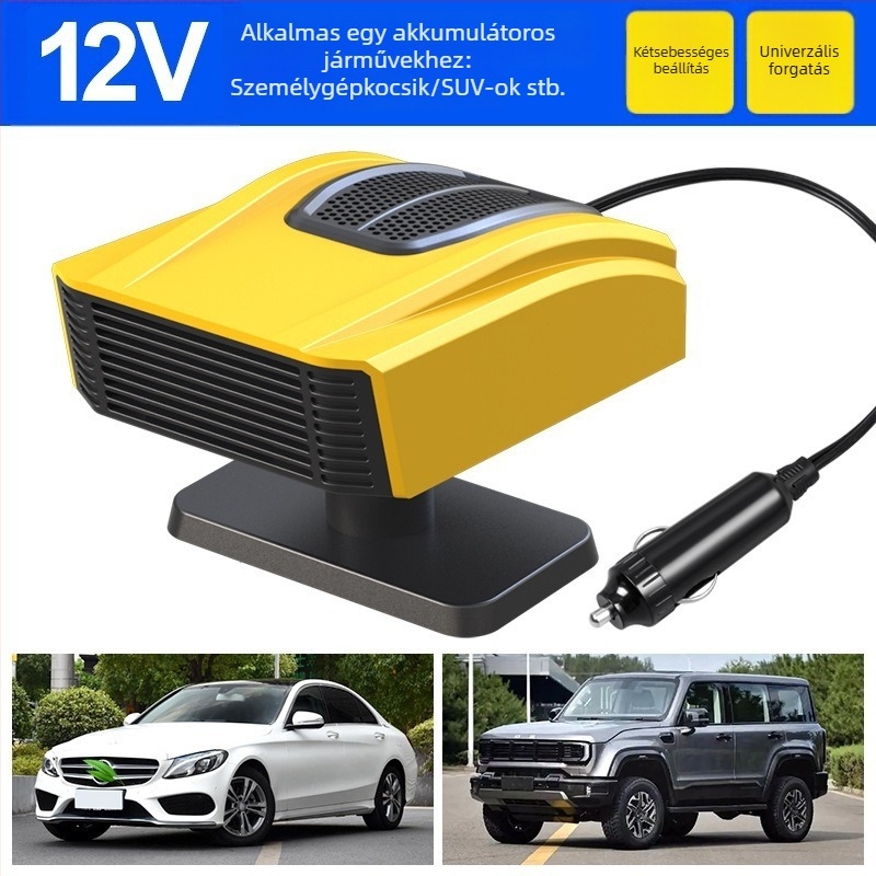 Kompakt autóhő 12V-24V – fűtés, jégmentesítés és páramentesítés – gyors felmelegedés télen
