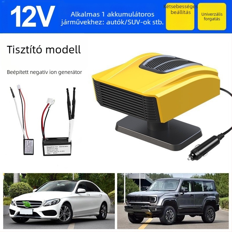 Kompakt autóhő 12V-24V – fűtés, jégmentesítés és páramentesítés – gyors felmelegedés télen