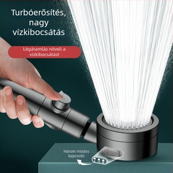 Zuhanyfej turbofeltöltéssel és szűrővel alacsony víznyomáshoz