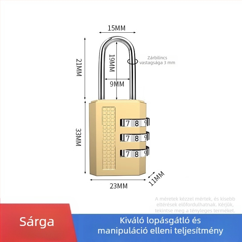 Kis fém kombinációs lakat poggyászhoz és szekrényekhez