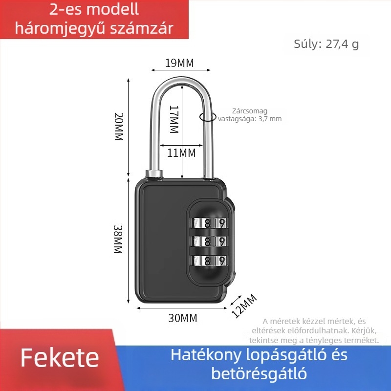 Kis fém kombinációs lakat poggyászhoz és szekrényekhez