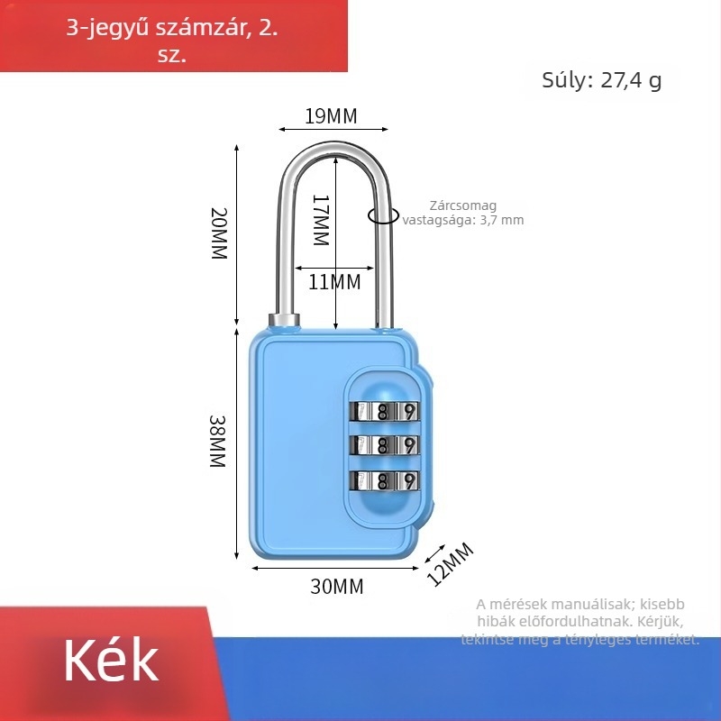 Kis fém kombinációs lakat poggyászhoz és szekrényekhez