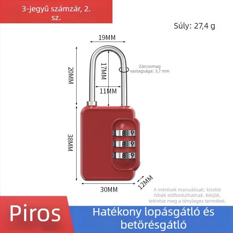 Kis fém kombinációs lakat poggyászhoz és szekrényekhez