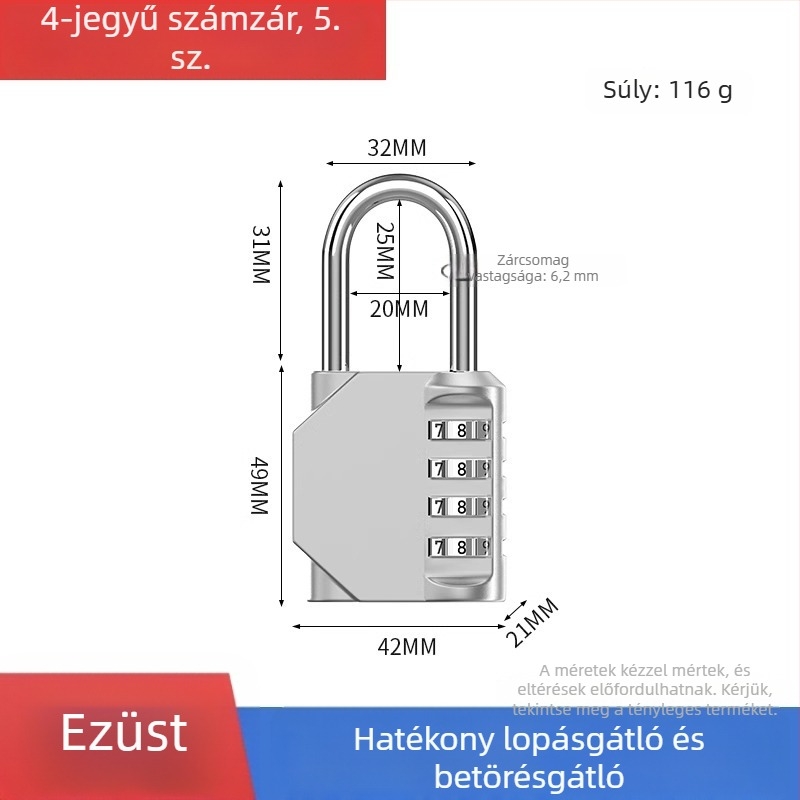 Kis fém kombinációs lakat poggyászhoz és szekrényekhez