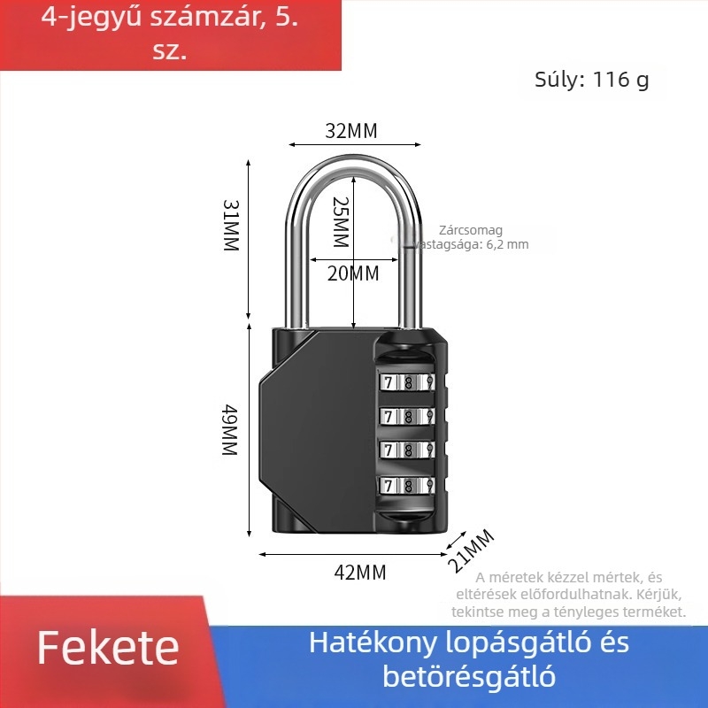 Kis fém kombinációs lakat poggyászhoz és szekrényekhez