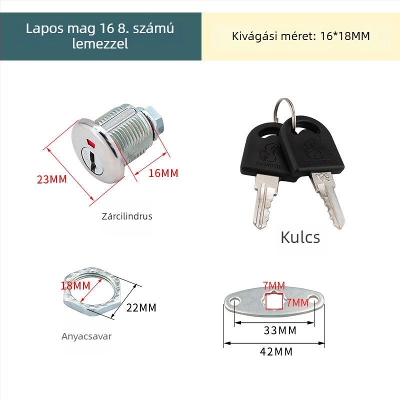 Fájlkabinetzár fém ajtóhoz, kijelzővel, fenti–lenti összekapcsoló rúd mechanizmussal; alkalmas személyzeti szekrények és archívumok számára; zárhenger.