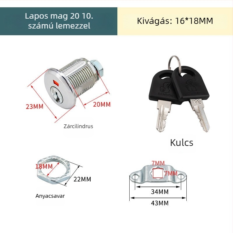 Fájlkabinetzár fém ajtóhoz, kijelzővel, fenti–lenti összekapcsoló rúd mechanizmussal; alkalmas személyzeti szekrények és archívumok számára; zárhenger.