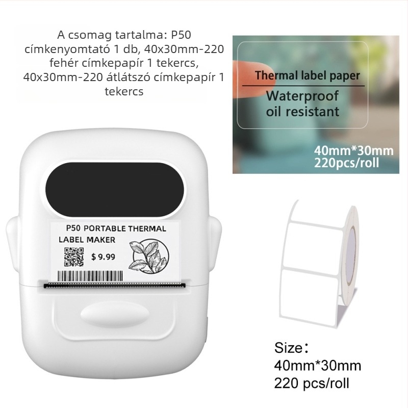 Új hordozható Bluetooth-os termikus címke nyomtató, 58 mm-es címkékhez, élelmiszerhez, ékszerekhez és ruházathoz