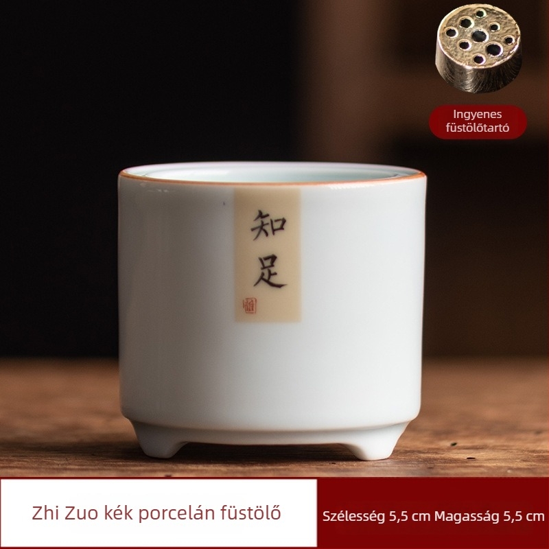 Kerámiából készült füstölő tartó Zen-stílusban, kézzel festett motívumokkal, teaceremóniára és aromaterápiára