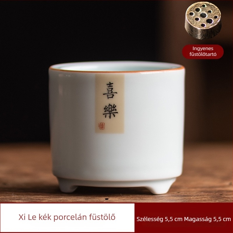 Kerámiából készült füstölő tartó Zen-stílusban, kézzel festett motívumokkal, teaceremóniára és aromaterápiára