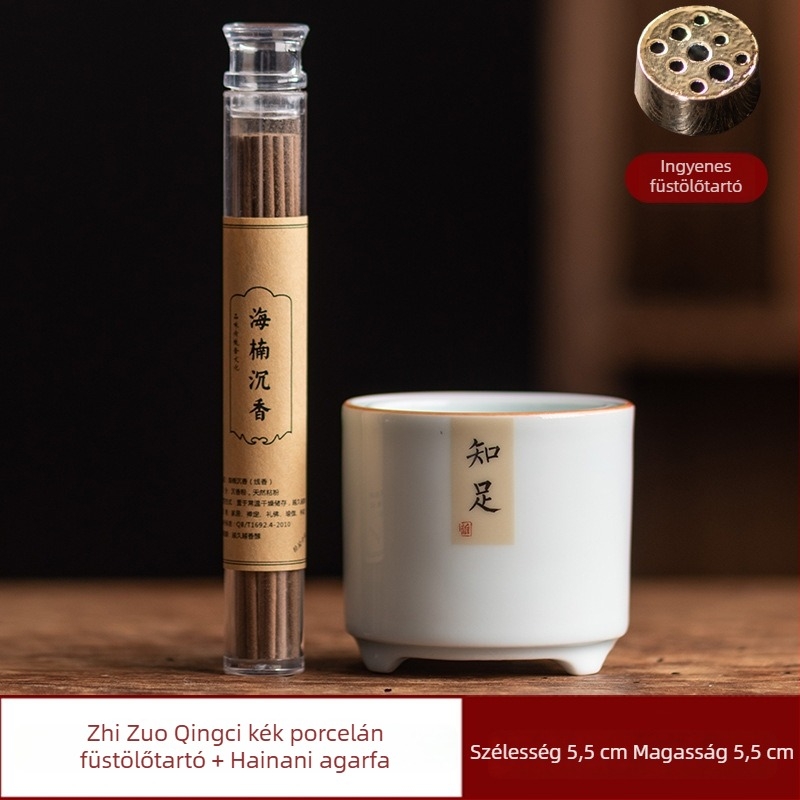 Kerámiából készült füstölő tartó Zen-stílusban, kézzel festett motívumokkal, teaceremóniára és aromaterápiára