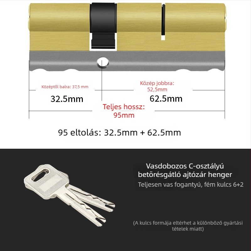 Teljesen réz zárbetét biztonsági ajtókhoz, lopás elleni védelem