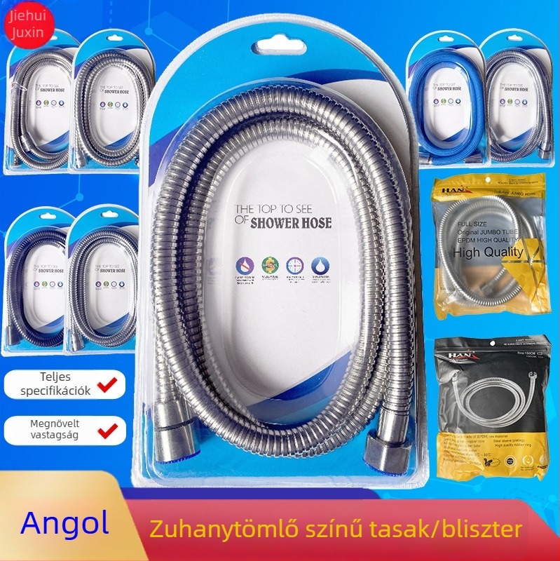 Rozsdamentes acél zuhanycső, 1,5–2 m, robbanásbiztos, 4-pontos csatlakozó