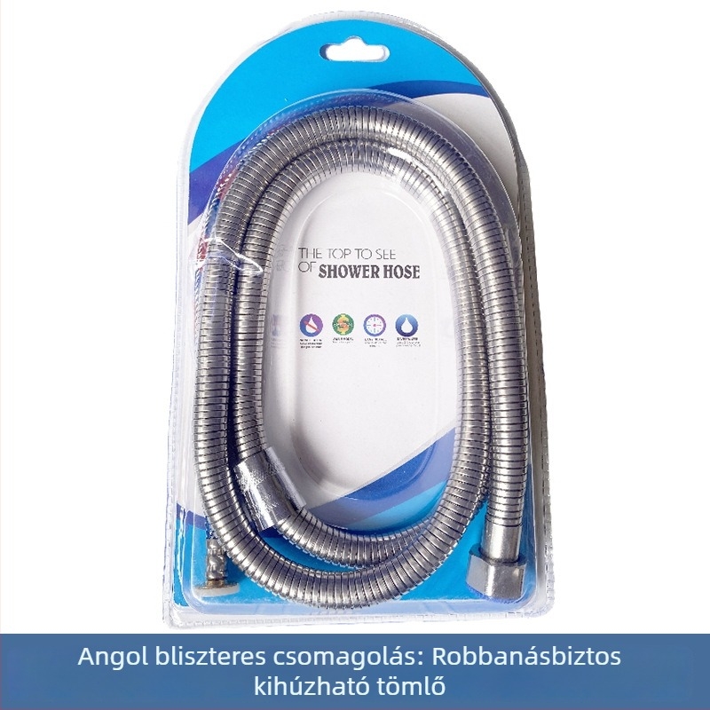 Rozsdamentes acél zuhanycső, 1,5–2 m, robbanásbiztos, 4-pontos csatlakozó