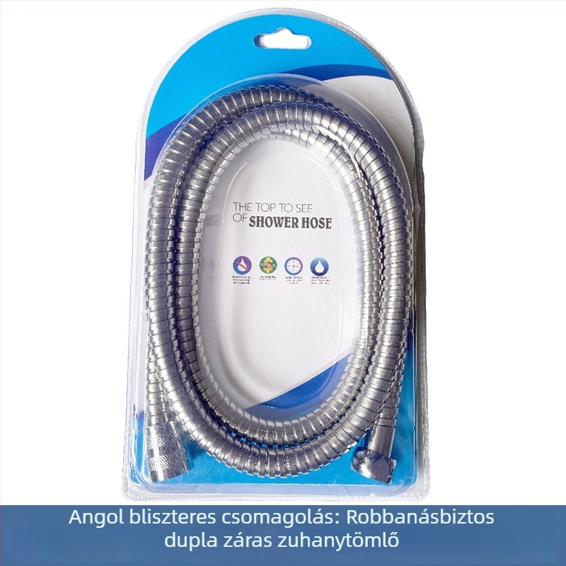 Rozsdamentes acél zuhanycső, 1,5–2 m, robbanásbiztos, 4-pontos csatlakozó