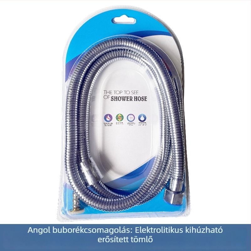 Rozsdamentes acél zuhanycső, 1,5–2 m, robbanásbiztos, 4-pontos csatlakozó