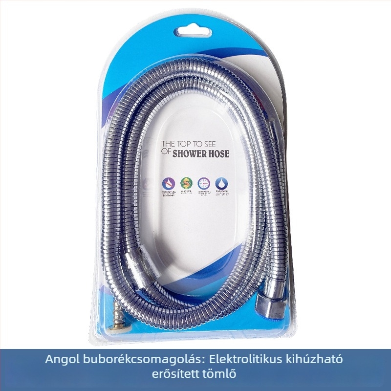 Rozsdamentes acél zuhanycső, 1,5–2 m, robbanásbiztos, 4-pontos csatlakozó