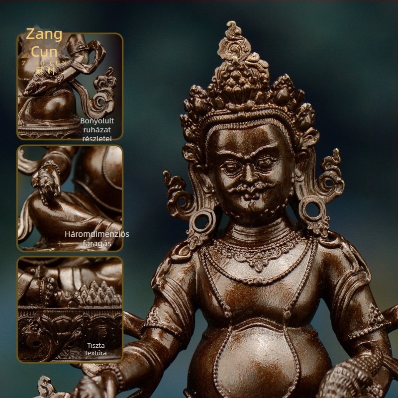 Teljes aranyozott réz figurák Padmasambhava, Bhaisajyaguru, Zöld Tara, Manjushri, Shakyamuni Buddha, Amitábha és a sárga Dzambhala személyes használatra
