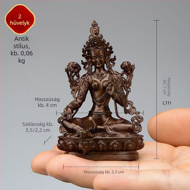 Teljes aranyozott réz figurák Padmasambhava, Bhaisajyaguru, Zöld Tara, Manjushri, Shakyamuni Buddha, Amitábha és a sárga Dzambhala személyes használatra