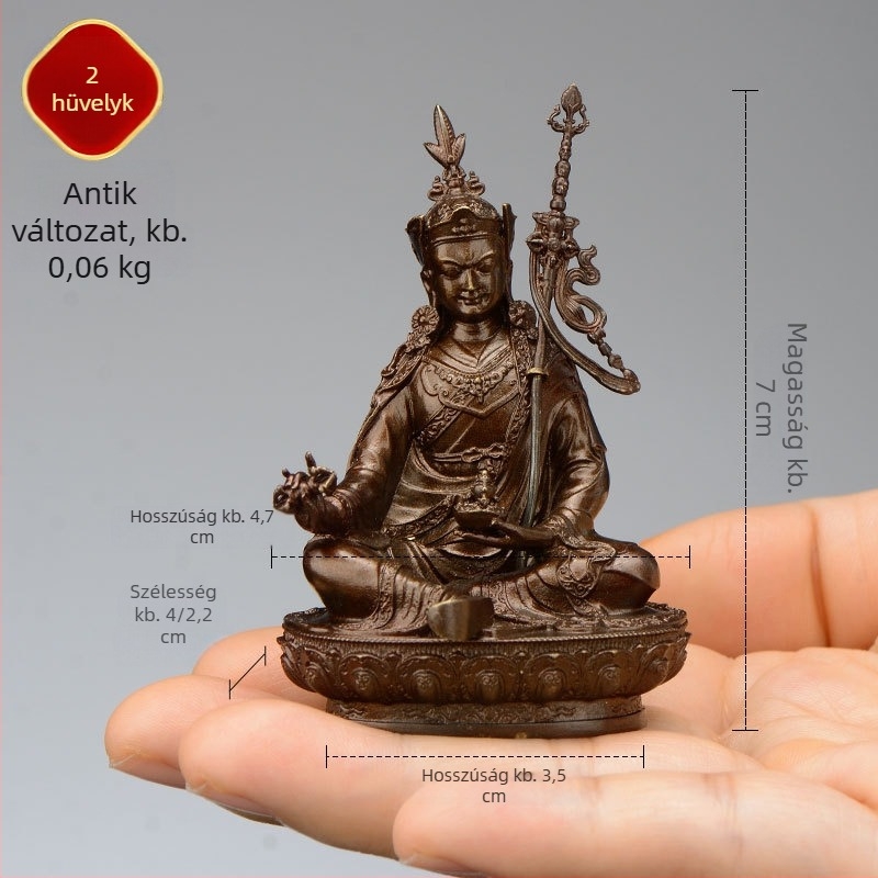 Teljes aranyozott réz figurák Padmasambhava, Bhaisajyaguru, Zöld Tara, Manjushri, Shakyamuni Buddha, Amitábha és a sárga Dzambhala személyes használatra