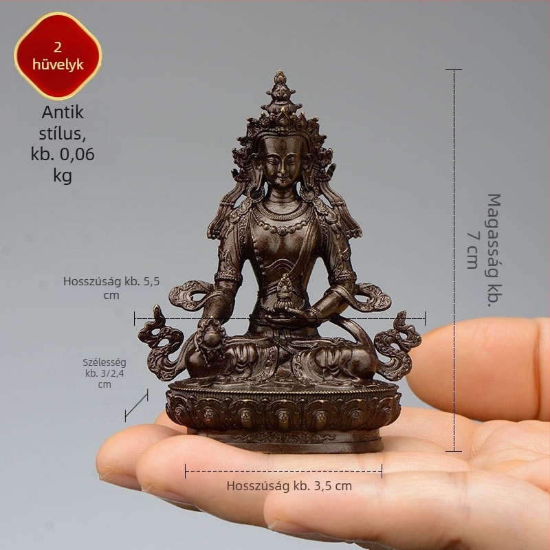 Teljes aranyozott réz figurák Padmasambhava, Bhaisajyaguru, Zöld Tara, Manjushri, Shakyamuni Buddha, Amitábha és a sárga Dzambhala személyes használatra