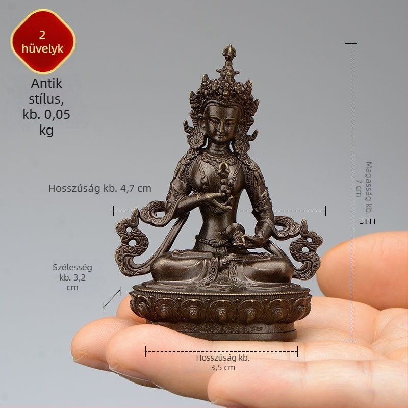 Teljes aranyozott réz figurák Padmasambhava, Bhaisajyaguru, Zöld Tara, Manjushri, Shakyamuni Buddha, Amitábha és a sárga Dzambhala személyes használatra