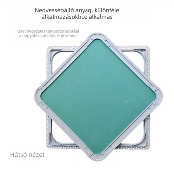 Rejtett karbantartási nyílás gipszkarton mennyezethez, lekerekített sarokkal és beépített fedéllel a központi légkondicionáló csöveihez