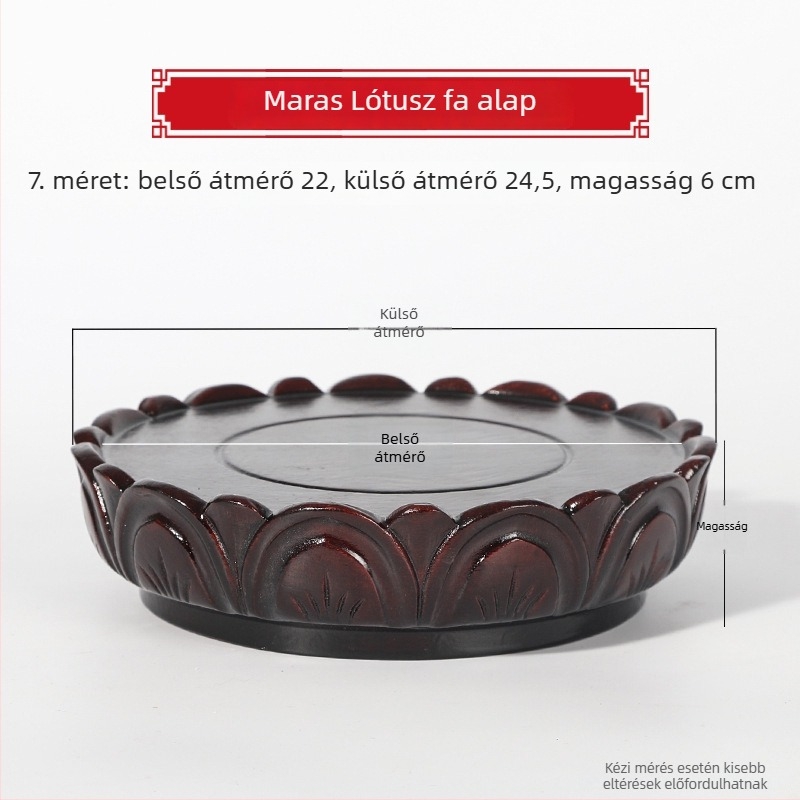 Kör alakú tömörfa talapzat otthoni oltárhoz Buddha-, Guanyin-szobrokkal és a Bőség Istenével