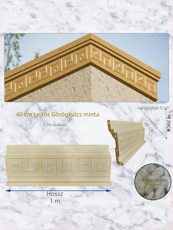 Cement alkatrészek gyártásához készült formák, ereszprofilok, római oszlopok, villa ereszcsatornájának csapadékvonal formái, külső falak dekorációja