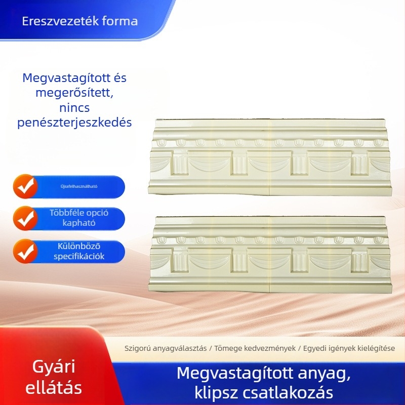 Cement alkatrészek gyártásához készült formák, ereszprofilok, római oszlopok, villa ereszcsatornájának csapadékvonal formái, külső falak dekorációja