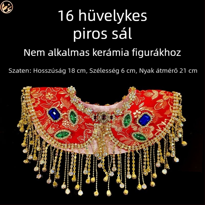 Kézzel készített selyem- és szatén sál és köpeny a Fekete Anyja Istennő szobra számára