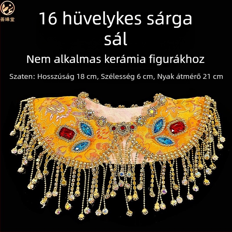 Kézzel készített selyem- és szatén sál és köpeny a Fekete Anyja Istennő szobra számára