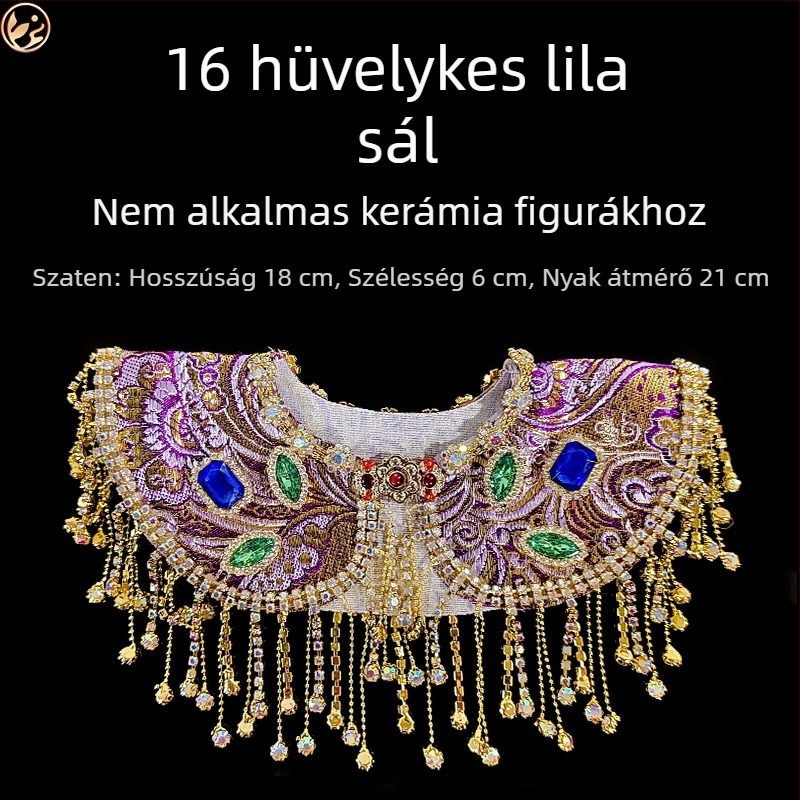 Kézzel készített selyem- és szatén sál és köpeny a Fekete Anyja Istennő szobra számára
