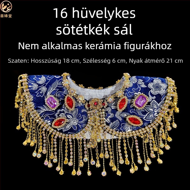 Kézzel készített selyem- és szatén sál és köpeny a Fekete Anyja Istennő szobra számára