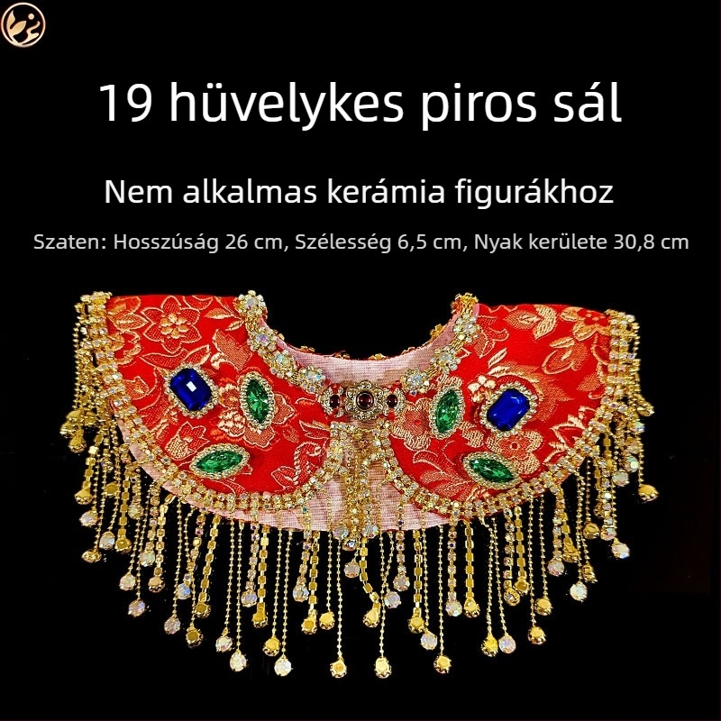 Kézzel készített selyem- és szatén sál és köpeny a Fekete Anyja Istennő szobra számára