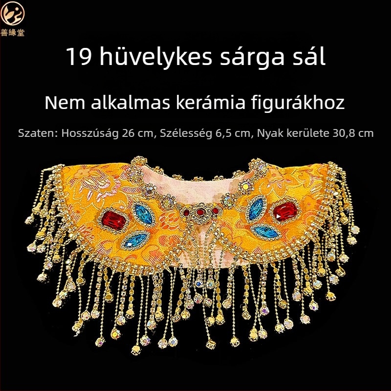 Kézzel készített selyem- és szatén sál és köpeny a Fekete Anyja Istennő szobra számára