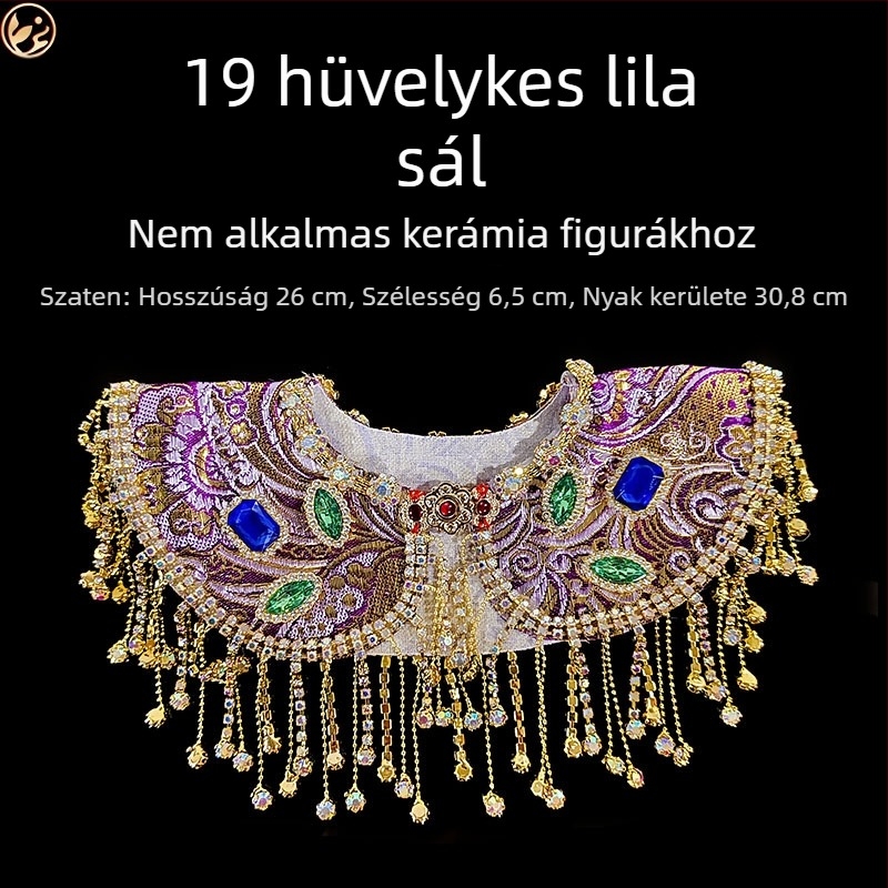 Kézzel készített selyem- és szatén sál és köpeny a Fekete Anyja Istennő szobra számára