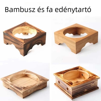 Fából készült edény- és tálállvány kő- és agyag edényekhez, koreai konyhai kiegészítő, összeszerelés nélkül