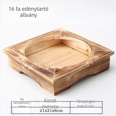 Fából készült edény- és tálállvány kő- és agyag edényekhez, koreai konyhai kiegészítő, összeszerelés nélkül