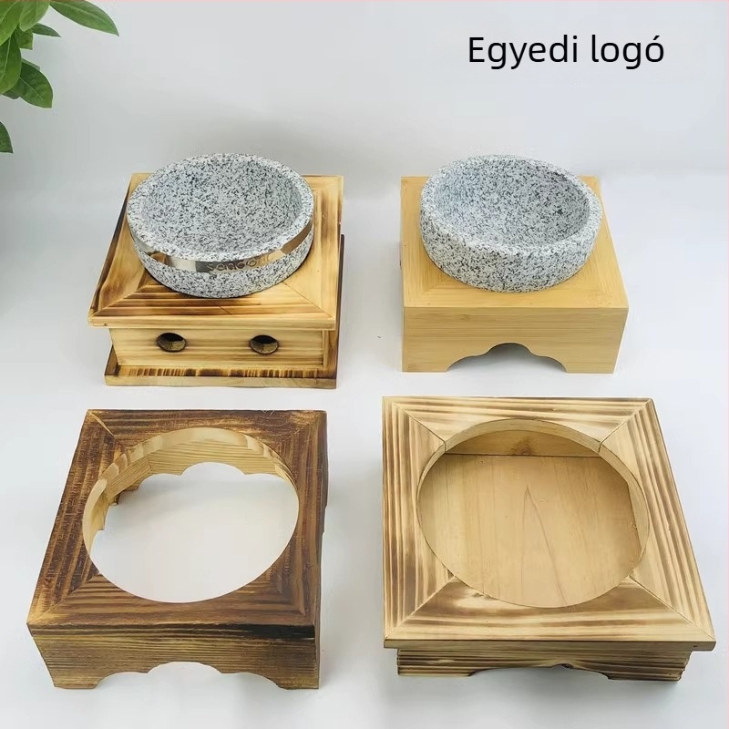 Fából készült edény- és tálállvány kő- és agyag edényekhez, koreai konyhai kiegészítő, összeszerelés nélkül