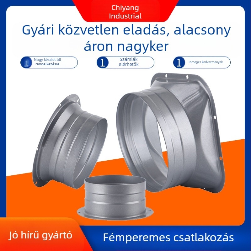 Friss levegő rendszer: galvanizált vasból készült fém flan-csatlakozó a kipufogócsőhöz, friss levegő kimenet, adapter alap négyszög-kör