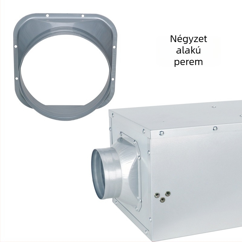 Friss levegő rendszer: galvanizált vasból készült fém flan-csatlakozó a kipufogócsőhöz, friss levegő kimenet, adapter alap négyszög-kör