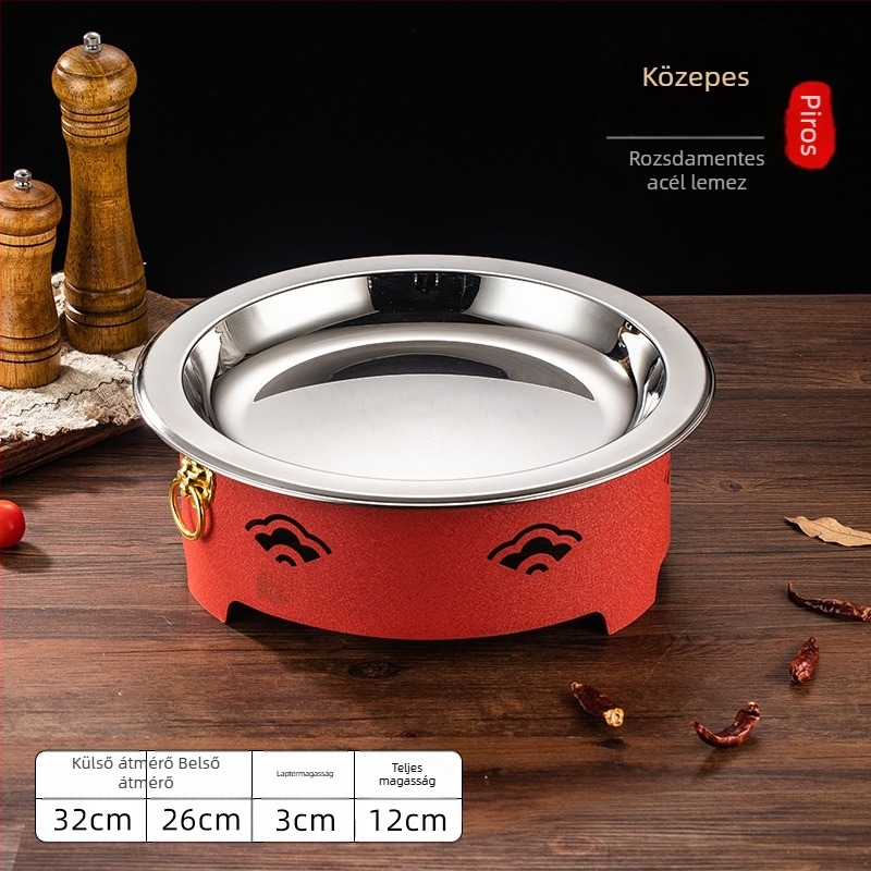 Alkoholfőző és kis forró fazék készlet, rozsdamentes acél, Dry Pot mintázat, új kínai stílus, integrált fűtőalap