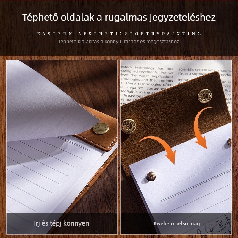 Vintage A6 hordozható, vastag jegyzetfüzet téphető klipszekkel, zsebméretű notesz logóval testreszabható