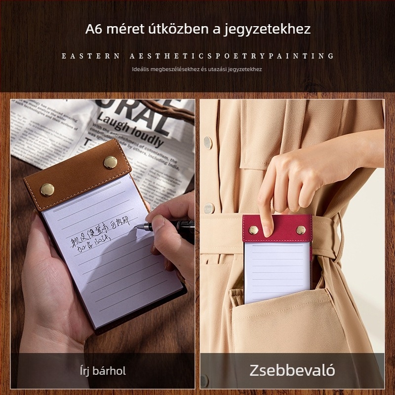 Vintage A6 hordozható, vastag jegyzetfüzet téphető klipszekkel, zsebméretű notesz logóval testreszabható