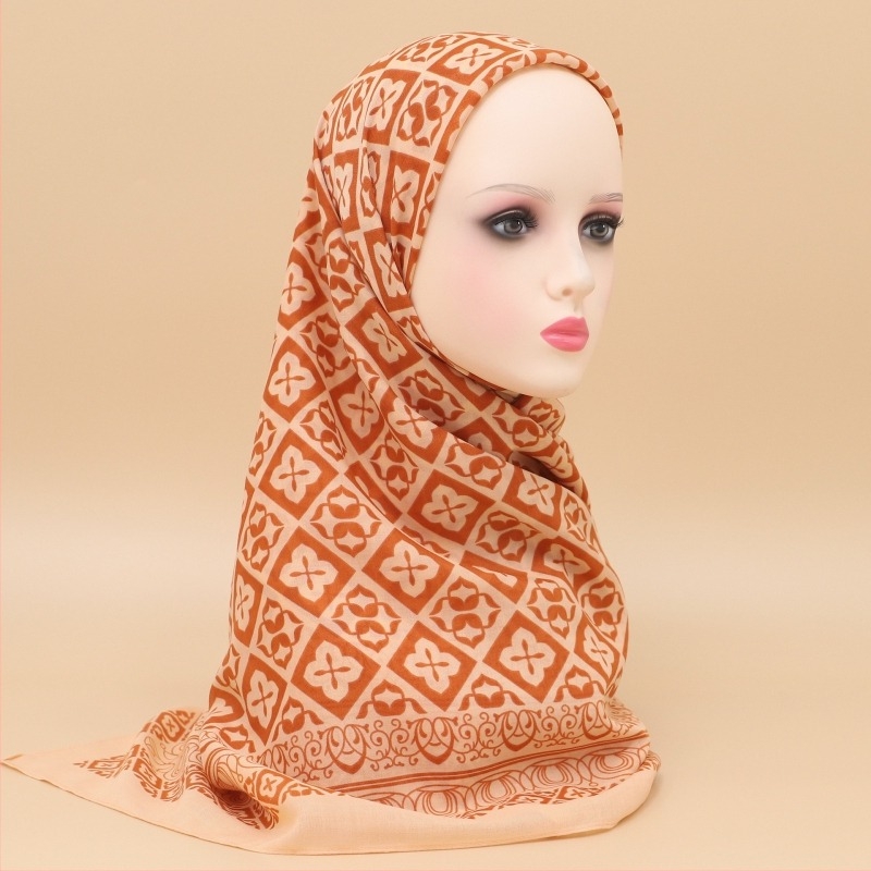 TE36-067 Bali szálból készült négyzet alakú sál, Tencel-pamut mintázat, voile anyag, 110×110 cm, wrap- és fejkendőként használható, nyárra