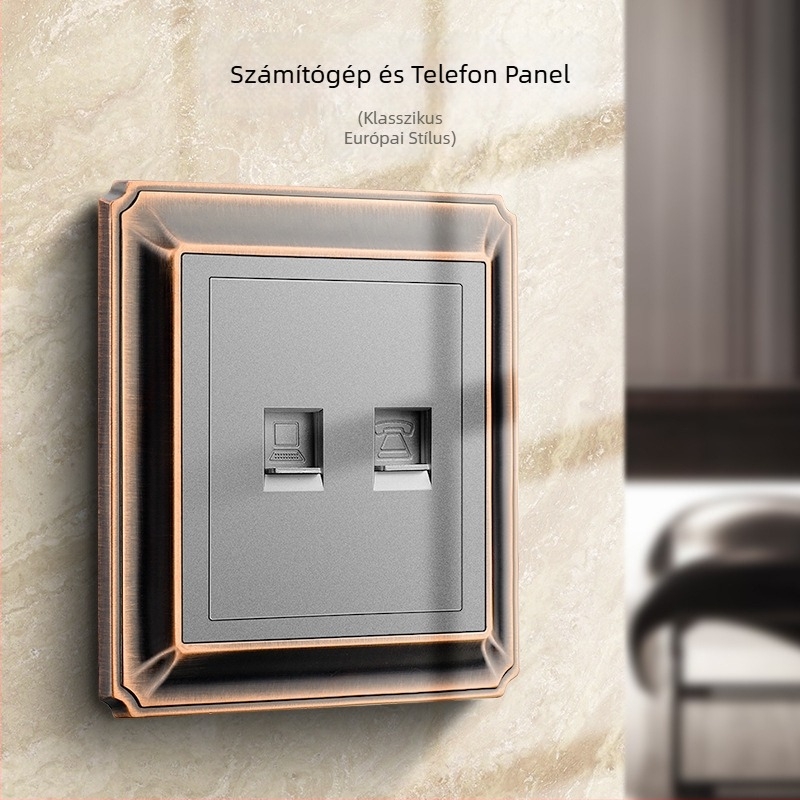 86-os típusú retro falipanel kapcsolóval és aljzattal, cink-ötvözet, antik réz felülettel