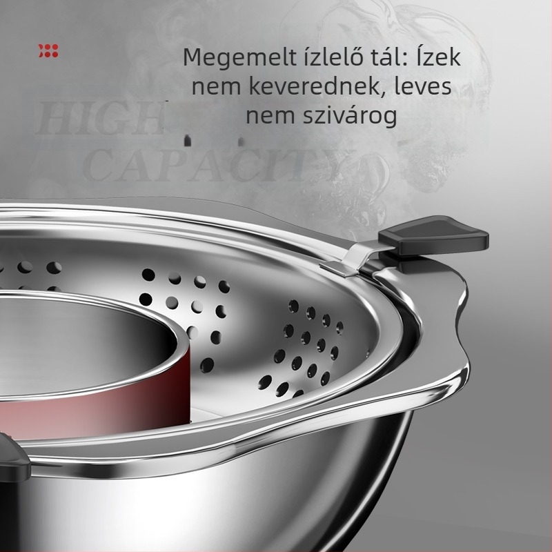 Rozsdamentes acélból készült kettős ízű forró fazék szeparátorral, 4,1–6 l, otthoni és professzionális használatra